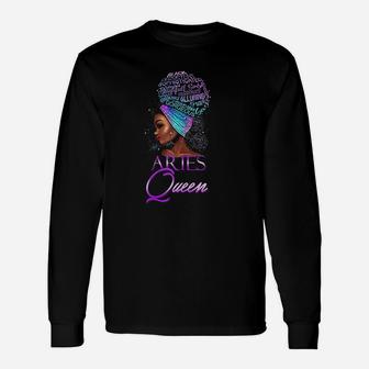 Purple Aries Queen African American Woman March April Unisex Long Sleeve | Crazezy DE