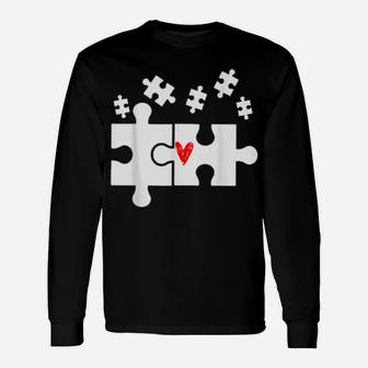 Puzzle Game Heart Love Valentines Day Heart Game Long Sleeve T-Shirt - Monsterry DE
