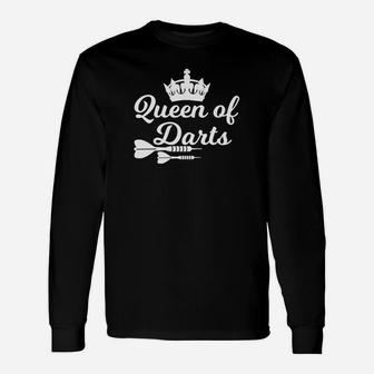 Queen Of Darts White Dar Long Sleeve T-Shirt - Thegiftio UK