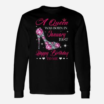 Queens 34Th Birthday Gift Queens Are Born In January 1987 Unisex Long Sleeve | Crazezy