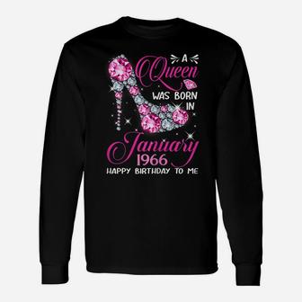 Queens Are Born In January 1966 Gift 55Th Birthday Gift Unisex Long Sleeve | Crazezy DE