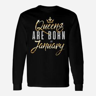 Queens Are Born In January Hoodie Cute Birthday Gift Unisex Long Sleeve | Crazezy UK