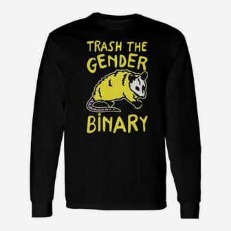 Raccoon Trash The Gender Binary Long Sleeve T-Shirt - Monsterry