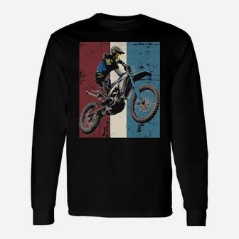Racing Motorbike Vintage Idea Motocross Long Sleeve T-Shirt - Monsterry