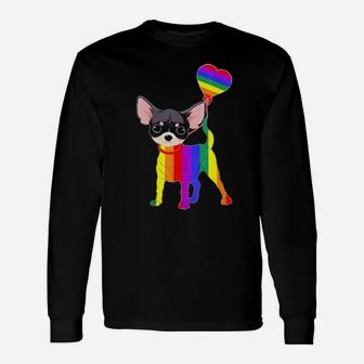 Rainbow Chihuahua Unicorn Pride Lgbt Gay Lesbian Long Sleeve T-Shirt - Monsterry DE
