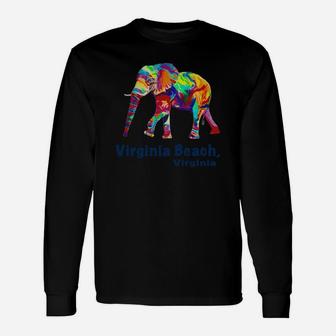 Rainbow Elephant Virginia Beach Virginia Long Sleeve T-Shirt - Thegiftio UK