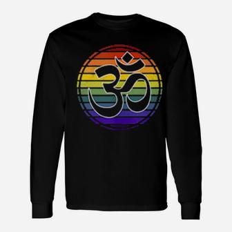 Rainbow Gay Pride Yoga Om Symbol Aum Meditation Namaste Love Long Sleeve T-Shirt - Monsterry CA