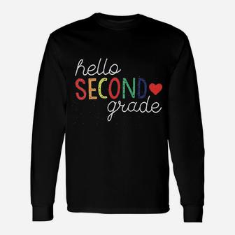 Rainbow Hello Second Grade Long Sleeve T-Shirt - Thegiftio UK