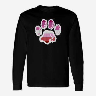 Rainbow Lesbian Pride Furry Dog Paw Print Lgbt Long Sleeve T-Shirt - Monsterry DE