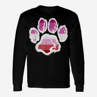 Rainbow Lesbian Pride Furry Dog Paw Print Lgbt Long Sleeve T-Shirt - Monsterry AU