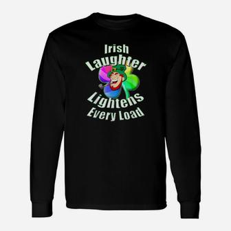 Rainbow Shamrock Irish Laughter Blessing St Patricks Day Long Sleeve T-Shirt - Monsterry