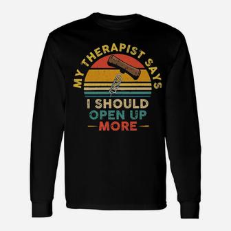 My Therapist Says I Should Open Up More Wine Lover Vintage Long Sleeve T-Shirt - Monsterry