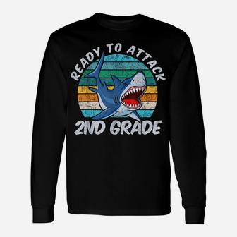 Ready To Attack 2Nd Grade Shark Gift 100 Days Of School Unisex Long Sleeve | Crazezy UK