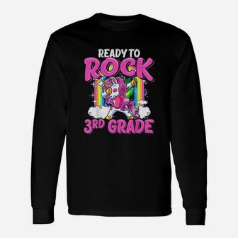 Ready To Rock 3Rd Grade Dabbing Unicorn Back To School Unisex Long Sleeve | Crazezy UK