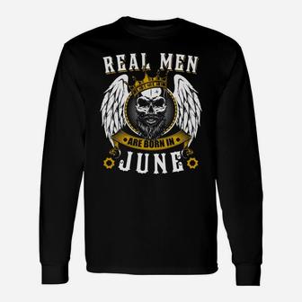 Real Men Are Born In June Skull Beard King Wings Long Sleeve T-Shirt - Thegiftio UK