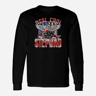 Real Cool Stepdad Biker Racing For Fathers Day Long Sleeve T-Shirt - Monsterry UK