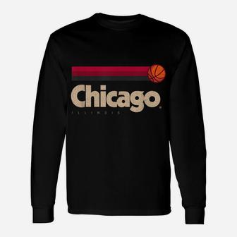 Red Chicago Basketball B-Ball City Illinois Retro Chicago Unisex Long Sleeve | Crazezy