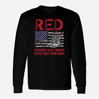 Red Friday Military Support Our Troops Us Flag Army Navy Unisex Long Sleeve | Crazezy DE