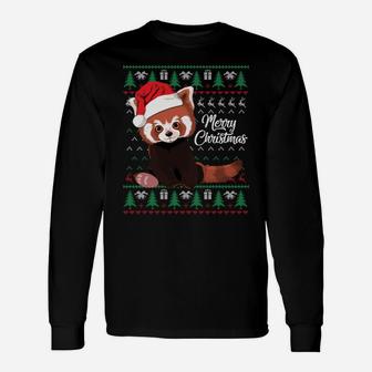 Red Panda Christmas Ugly Sweater Merry Xmas Pajamas Gift Sweatshirt Unisex Long Sleeve | Crazezy AU