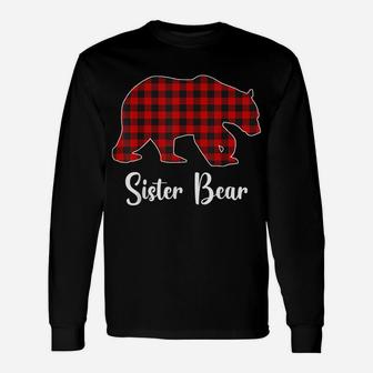 Red Plaid Bear Christmas Pajama Sister Matching Family Unisex Long Sleeve | Crazezy
