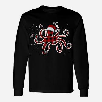 Red Plaid Octopus Pajama Family Buffalo Christmas Sweatshirt Unisex Long Sleeve | Crazezy