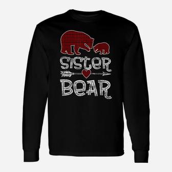 Red Plaid Sister Bear Christmas Pajama Matching Family Unisex Long Sleeve | Crazezy