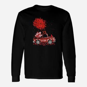 Red Truck Happy Valentines Day Cute Couple Matching Long Sleeve T-Shirt - Monsterry DE