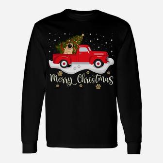 Red Truck Merry Christmas Tree Pug Christmas Unisex Long Sleeve | Crazezy