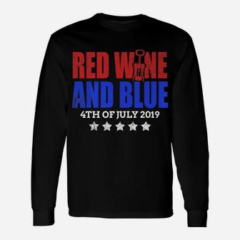 Red Wine And Blue Wine Opener Long Sleeve T-Shirt - Thegiftio UK