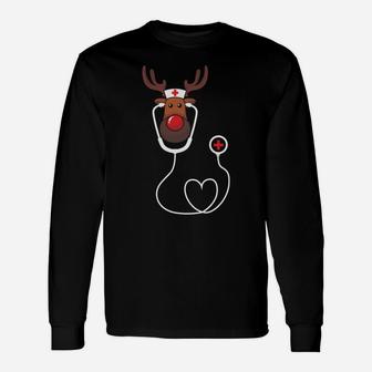 Reindeer Doctor Nurse Happy Holidays Funny Medical Gift Unisex Long Sleeve | Crazezy