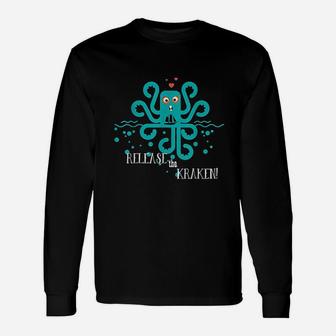 Release The Kraken Giant Squid Octopus Titans Long Sleeve T-Shirt - Seseable