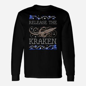 Release The Kraken Funny Ugly Christmas Sweater Design Unisex Long Sleeve | Crazezy DE