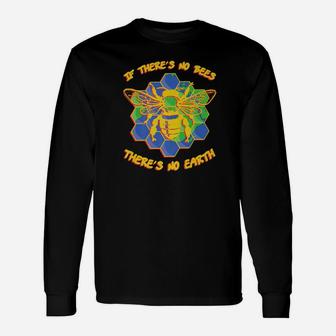 If Theres No Bees Theres No Earth Beekeeper Earth Day Long Sleeve T-Shirt - Thegiftio