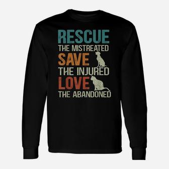 Rescue Save Love Cute Animal Rescue Dog Cat Lovers Tees Unisex Long Sleeve | Crazezy