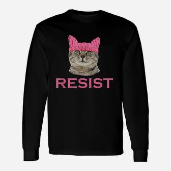 Resist Persist Protest March Cat Hat Unisex Long Sleeve | Crazezy AU