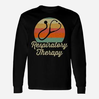 Respiratory Therapy Therapist Retro Sunset Vintage Long Sleeve T-Shirt - Monsterry DE
