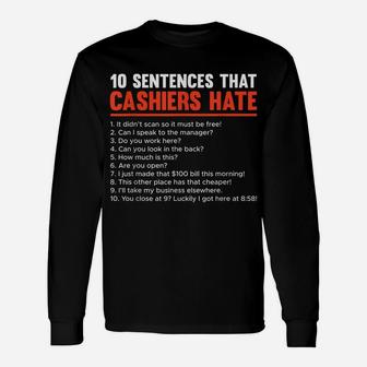 Retail Worker Funny 10 Sentences Cashier Unisex Long Sleeve | Crazezy UK