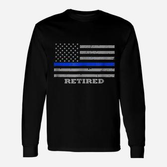 Retired Police Officer American Flag Unisex Long Sleeve | Crazezy