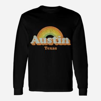 Retro Austin Texas Tx T Shirt Vintage 70S Rainbow Tee Design Unisex Long Sleeve | Crazezy AU