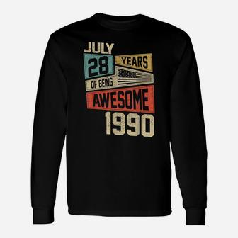 Retro Awesome Born In July 1990 28Th Birthday Gift 28 Years Unisex Long Sleeve | Crazezy