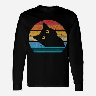 Retro-Black-Cat Lover Vintage Style-Cats Cute Kitty Gift Unisex Long Sleeve | Crazezy