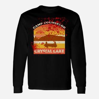 Retro Camp Counselor Crystal Lake With Blood Stains Unisex Long Sleeve | Crazezy AU