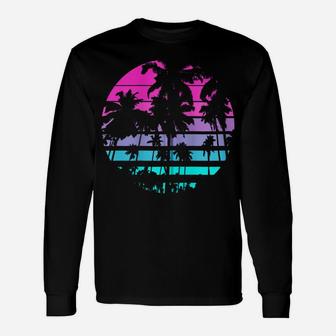 Retro Eighties 80S & 90S Beach Style Design With Palm Trees Zip Hoodie Unisex Long Sleeve | Crazezy DE