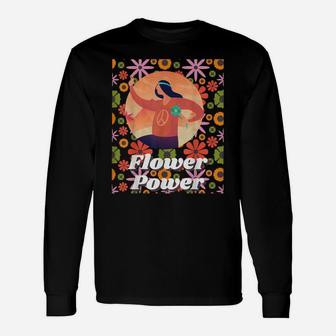 Retro Flower Power Peace Symbol Hippie Love Groovy Design Unisex Long Sleeve | Crazezy