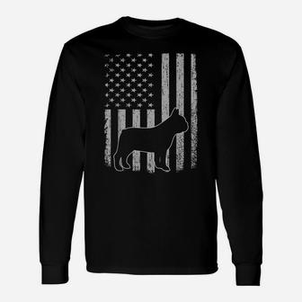 Retro French Bulldog American Flag Dog Dad Dog Mom Unisex Long Sleeve | Crazezy