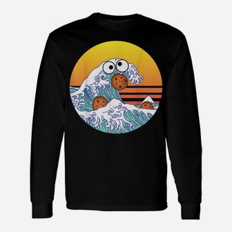 Retro Great Wave Monster Eating Cookies Funny Cookie Wave Unisex Long Sleeve | Crazezy