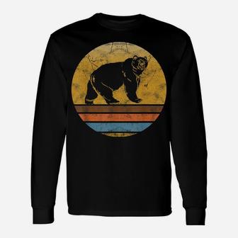 Retro Grizzly Bear Animal Vintage Style Love Animals Gift Unisex Long Sleeve | Crazezy
