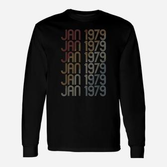 Retro Jan 1979 Pattern Vintage January 1979 Birthday Gift Unisex Long Sleeve | Crazezy