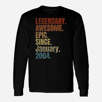 Retro Legendary Since January 2004 T Shirt 15 Years Old Unisex Long Sleeve | Crazezy