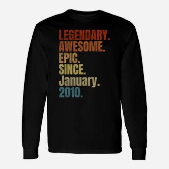 Retro Legendary Since January 2010 T Shirt 10 Years Old Sweatshirt Unisex Long Sleeve | Crazezy